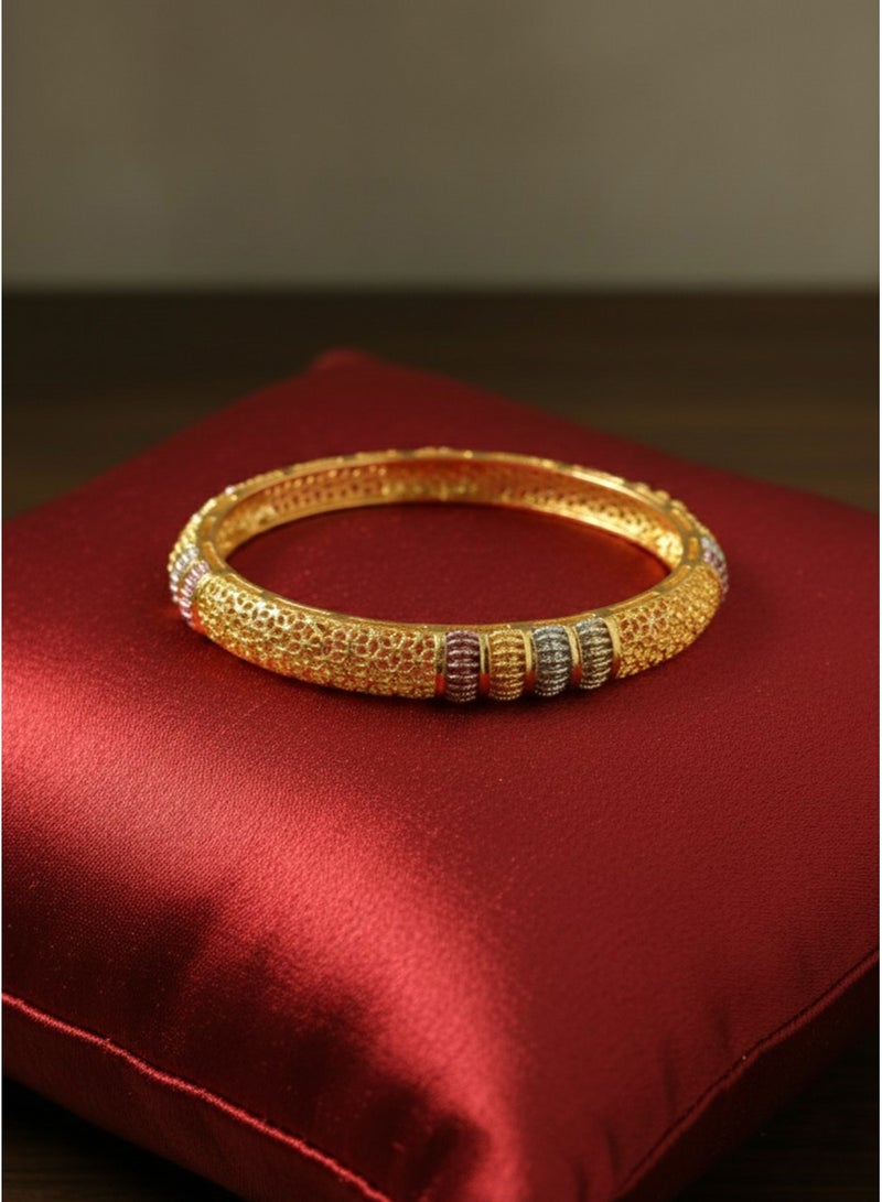 Julia Store 24K Gold Plated Trendy Dainty Luxury Non-Tarnish Minimalist Luxury Aesthetic Exquisite Egyptian African Arabian Wedding Bangles Bracelets Bridal Jewelry Gift For Women - Image 2