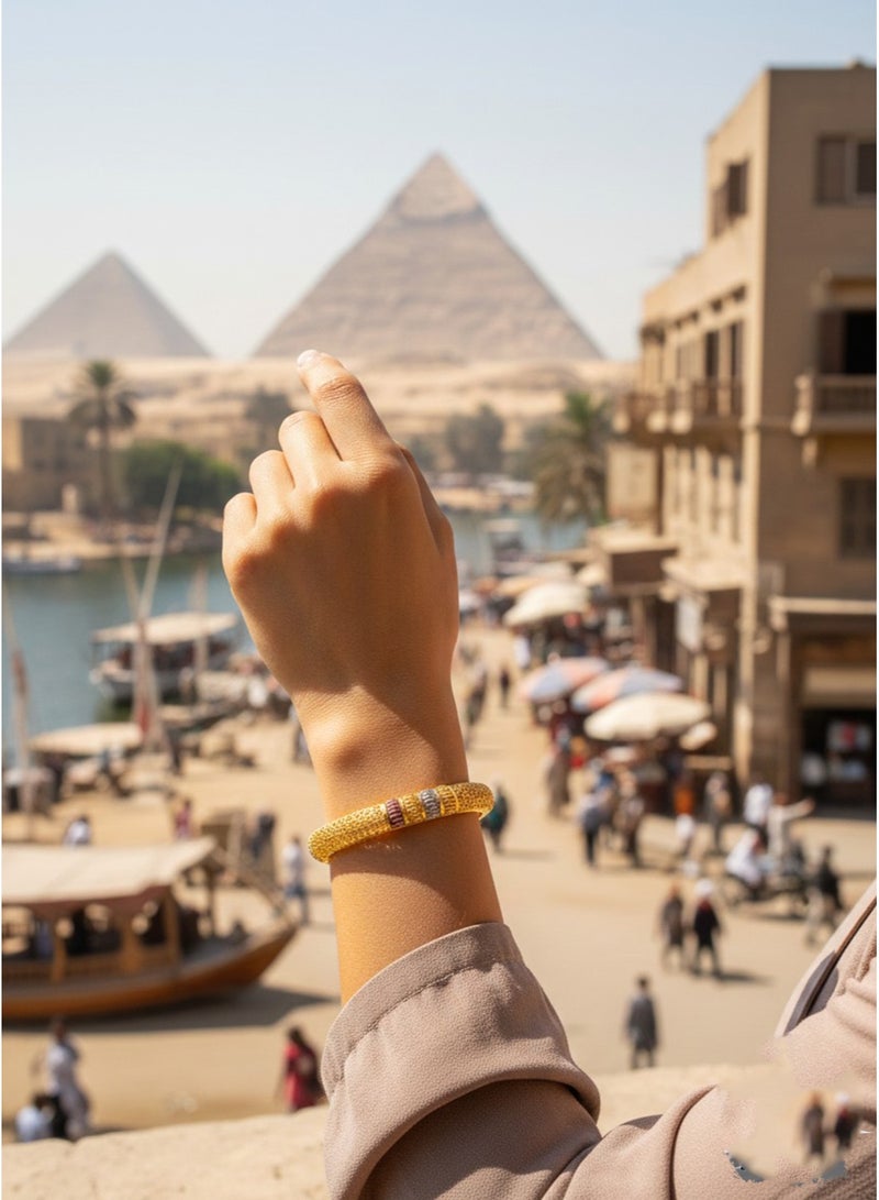Julia Store 24K Gold Plated Trendy Dainty Luxury Non-Tarnish Minimalist Luxury Aesthetic Exquisite Egyptian African Arabian Wedding Bangles Bracelets Bridal Jewelry Gift For Women - Image 4