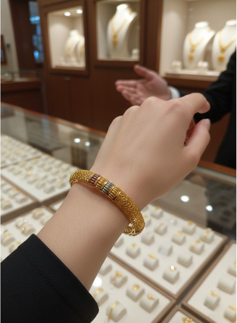 Julia Store 24K Gold Plated Trendy Dainty Luxury Non-Tarnish Minimalist Luxury Aesthetic Exquisite Egyptian African Arabian Wedding Bangles Bracelets Bridal Jewelry Gift For Women - Image 5