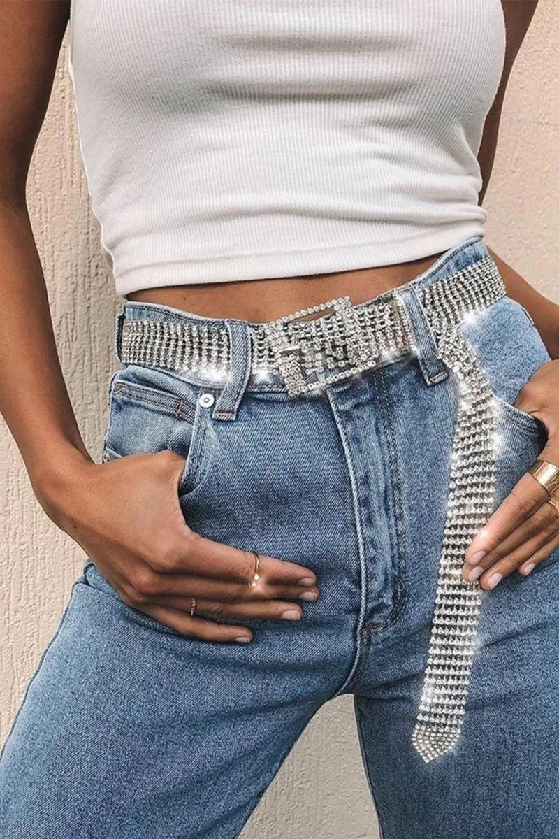 باهلس Women's Crystal Stone Luxury Belt