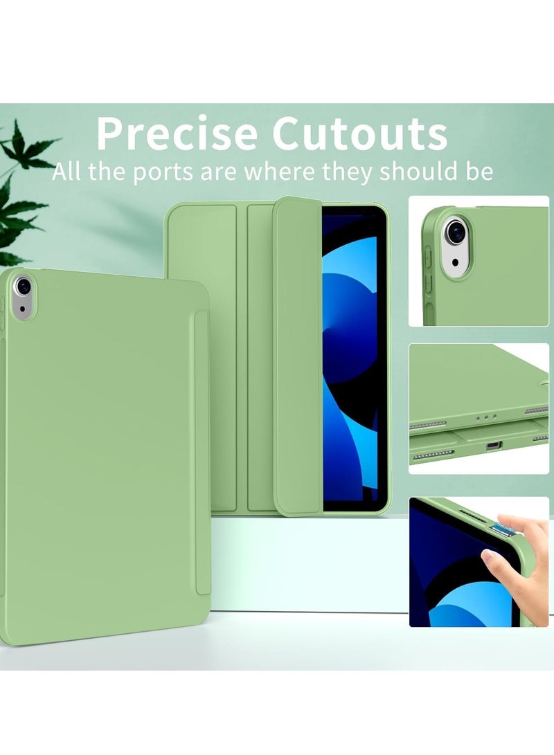 ELTRAZONE حافظة لجهاز iPad Air 11 بوصة M2 2024، iPad Air الجيل الخامس/الرابع (10.9 بوصة، 2022/2020) – حافظة واقية رقيقة وخفيفة الوزن من TPU مع وظيفة النوم/الاستيقاظ التلقائية، غطاء فوليو ذكي باللون الأخضر الفاتح - Image 2