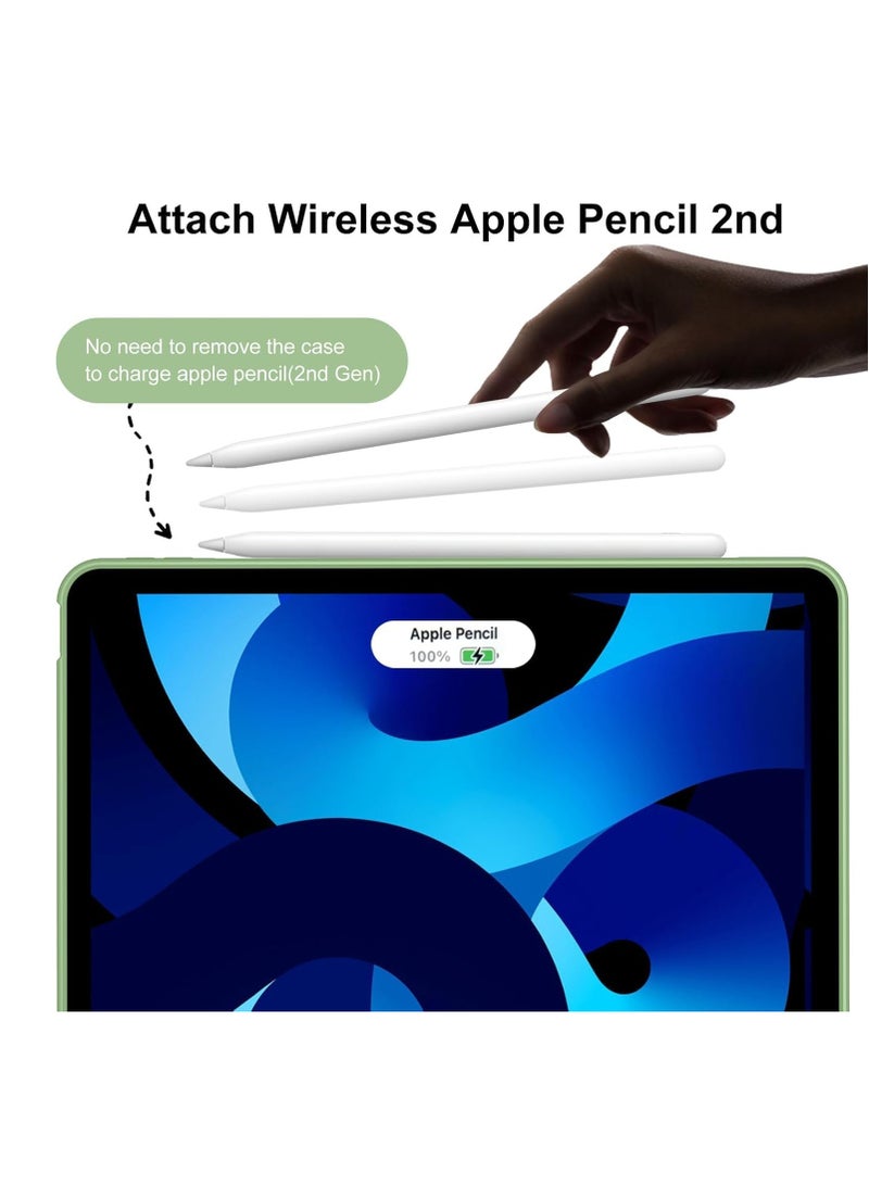 ELTRAZONE حافظة لجهاز iPad Air 11 بوصة M2 2024، iPad Air الجيل الخامس/الرابع (10.9 بوصة، 2022/2020) – حافظة واقية رقيقة وخفيفة الوزن من TPU مع وظيفة النوم/الاستيقاظ التلقائية، غطاء فوليو ذكي باللون الأخضر الفاتح - Image 4