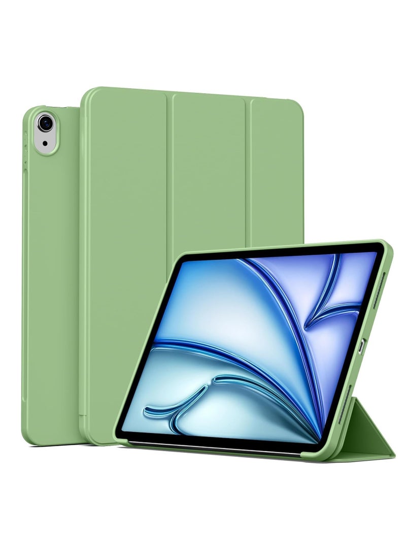 ELTRAZONE حافظة لجهاز iPad Air 11 بوصة M2 2024، iPad Air الجيل الخامس/الرابع (10.9 بوصة، 2022/2020) – حافظة واقية رقيقة وخفيفة الوزن من TPU مع وظيفة النوم/الاستيقاظ التلقائية، غطاء فوليو ذكي باللون الأخضر الفاتح - Image 1