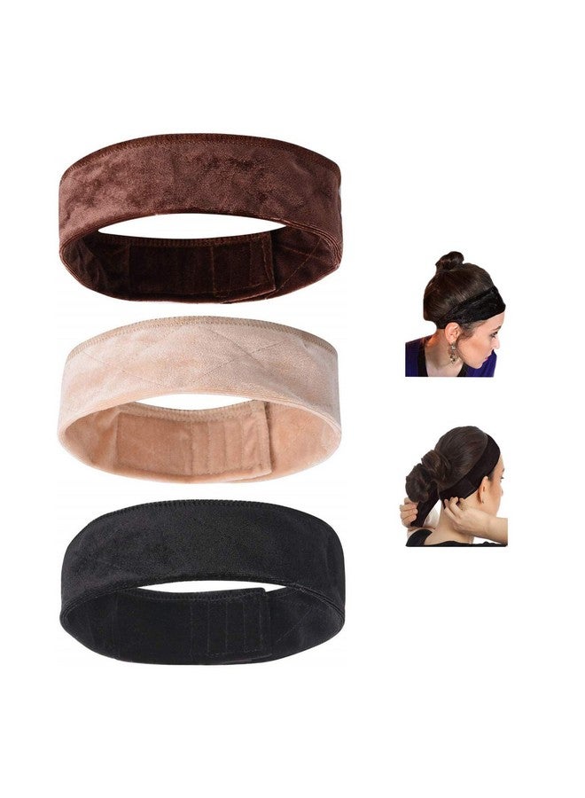 sansheng Ansheng 3 Pack Wig Grip Band Velvet Headband Scarf Head Hair Band Extra Hold Wig Adjustable Fastern Stretch Cotton Headband（3 Colors）  - Image 2