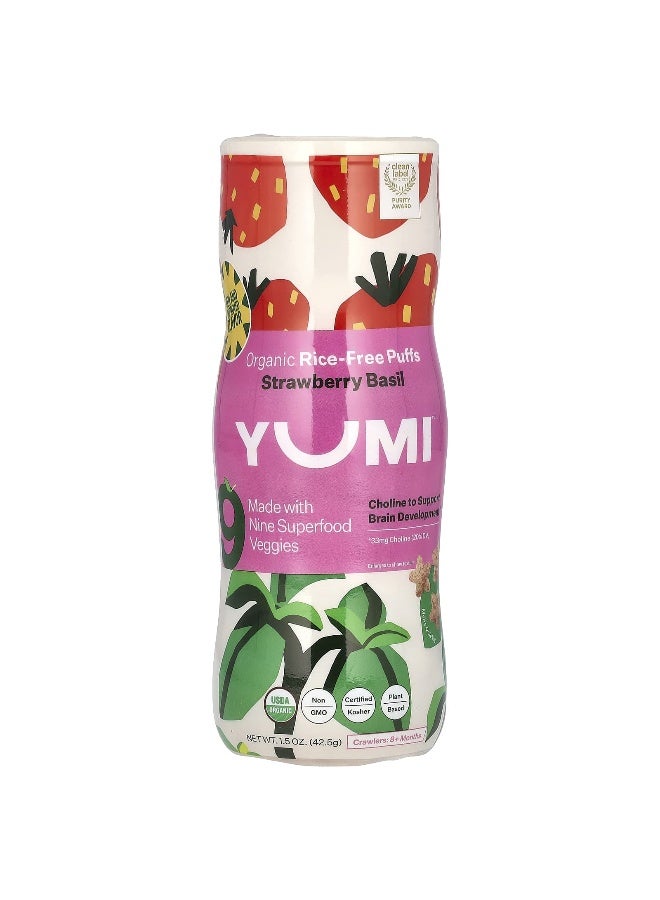Yumi يومي، كرات خالية من الأرز العضوي، 8+ أشهر، فراولة ريحان، 1.5 أونصة (42.5 جرام) - Image 1