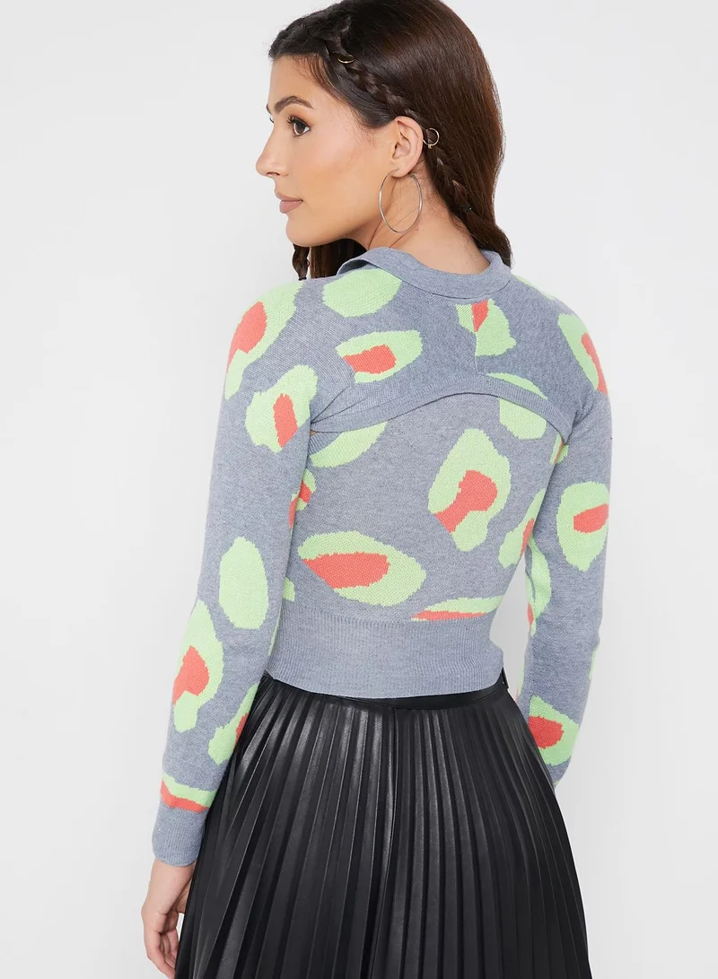 Ginger Printed Vest & Cropped Sleeve Cardigan