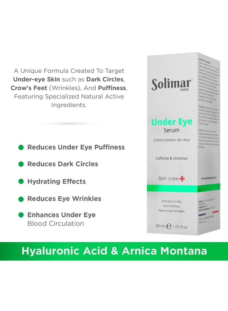 Solimar Paris Under Eye Serum 30ml - Targets to reduce dark circles, eye bags, fine lines & wrinkles, boost brightness and clarity - Image 3