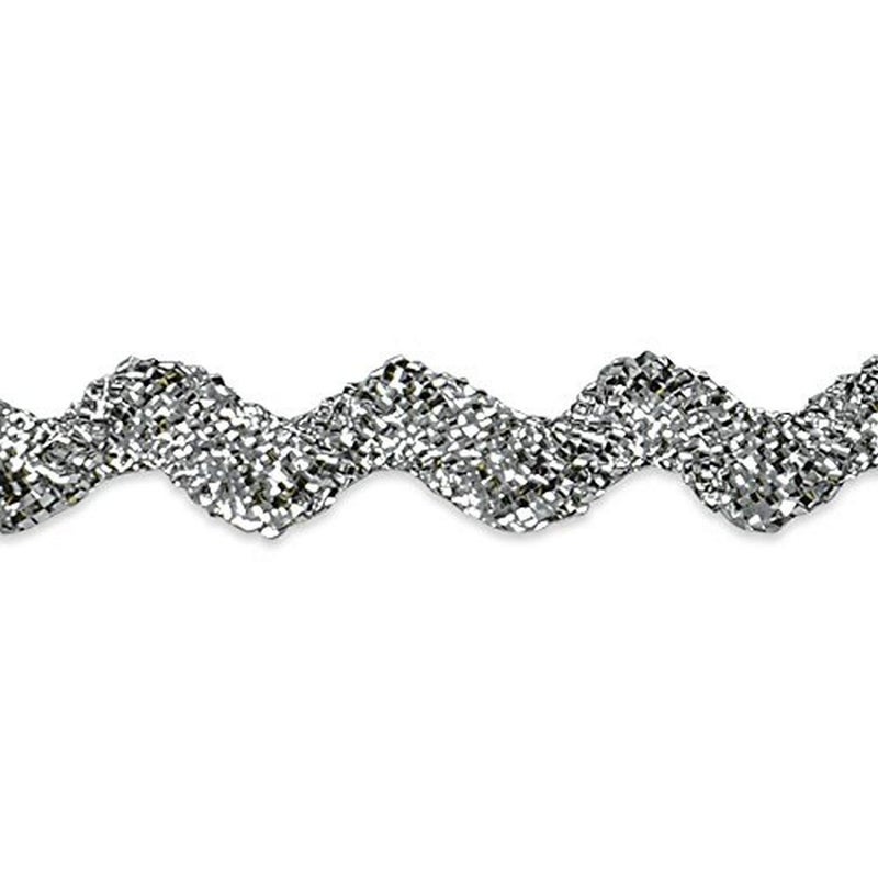 Trims By The Yard 12 Metallic Medium Ric Rac Trim Decorative ZigZag Trim For Fashion Costume or Home Decorations and Party Decorations Washable trim 36Yard Cut Silver