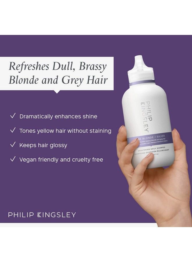 Philip Kingsley Pure Blonde/Silver Brightening Daily Purple Shampoo For Blonde Gray Silver Brassy Colored Highlighted Bleached Hair Toner For Orange Brassiness And Yellow Tones 845 Oz - Image 3