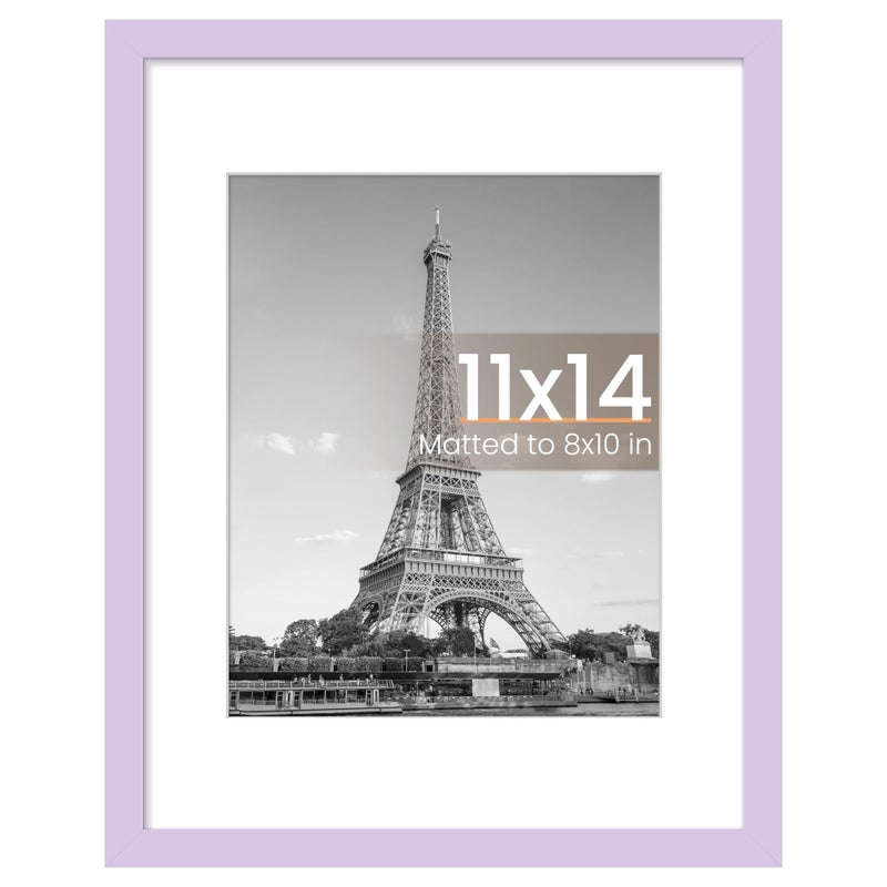 upsimples 11x14 Picture Frame  Display Pictures 8x10 with Mat or 11 x 14 Without  Wall Hanging Photo Frames  Purple  1 Pack - Image 1