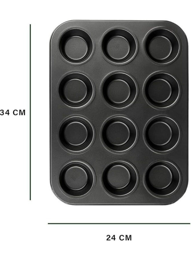 Happy Home Nonstick 12-Cup Muffin Baking Tray – 35×26cm Cupcake & Muffin Pan for Oven, Fridge & Freezer – Easy Release Non-Stick Surface, 4cm Deep Cupcake Tin for Baking Cupcakes, Mini Muffins & Desserts – Easy to Clean - Image 5