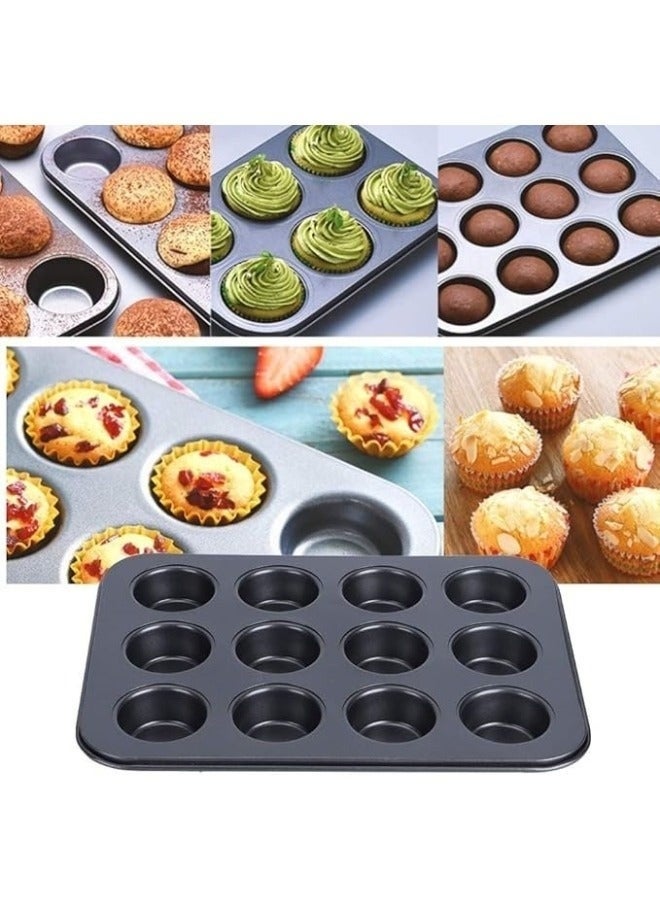 Happy Home Nonstick 12-Cup Muffin Baking Tray – 35×26cm Cupcake & Muffin Pan for Oven, Fridge & Freezer – Easy Release Non-Stick Surface, 4cm Deep Cupcake Tin for Baking Cupcakes, Mini Muffins & Desserts – Easy to Clean - Image 4