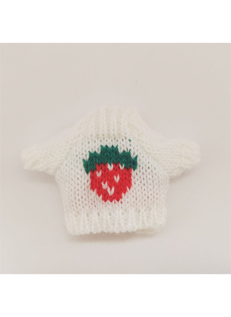 Trendy Labubu Doll Clothes Sweaters Scarves White strawberry sweater one-piece 