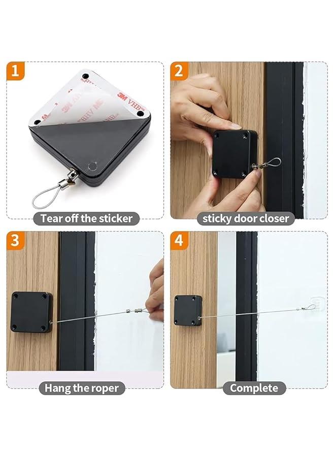 HOOKOR 2 Pack Punch-Free Automatic Sensor Door Closer, Residential Commercial Auto Door Closer with Drawstring, Multifunction Automatically Close for Doors  - Image 5
