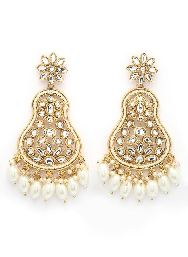 ADIVA 22K Gold-Plated Glossy Pearl & Multi Stone Studded-Studded & Beads Peacock Shaped Ear Cuff Earrings Set for women, Traditional Stylish Jhumka for Girls Party, Wedding, Festive - Image 1