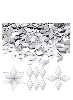 Mini Diamond Shape Mirror Tiles for Crafts, 500 Pcs 1 x 0.5 Inch Rhombus Mini Mosaic Tiles Small Mirror Pieces Glass Tiles for Wall Home Decoration Crafts DIY Making Supplies