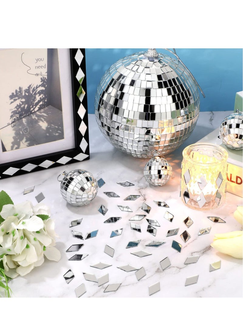 Excefore - Mini Diamond Shape Mirror Tiles for Crafts, 500 Pcs 1 x 0.5 Inch Rhombus Mini Mosaic Tiles Small Mirror Pieces Glass Tiles for Wall Home Decoration Crafts DIY Making Supplies - Image 1