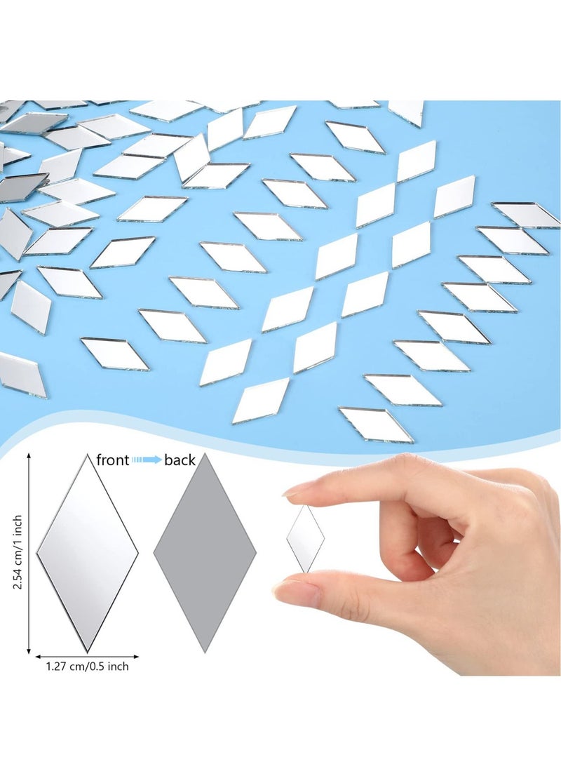 Excefore - Mini Diamond Shape Mirror Tiles for Crafts, 500 Pcs 1 x 0.5 Inch Rhombus Mini Mosaic Tiles Small Mirror Pieces Glass Tiles for Wall Home Decoration Crafts DIY Making Supplies - Image 1