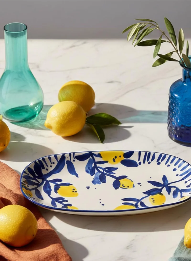 سوق الزعفران صينية بيضاوية بتصميم الليمون بالكامل