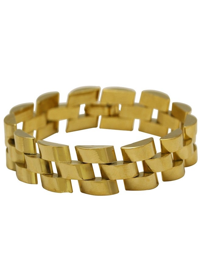 Superstore18 Gold-Plated Stainless Steel Link Chain Bracelet Luxury Design, Formal and Casual Wear for Men (SST2923BLJK) - Image 3