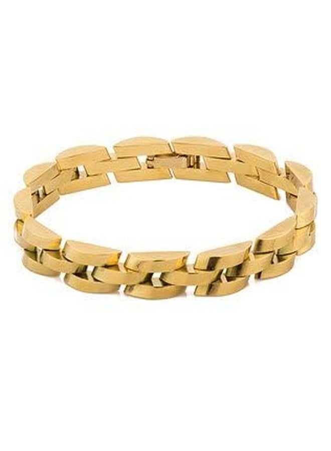 Superstore18 Gold-Plated Stainless Steel Link Chain Bracelet Luxury Design, Formal and Casual Wear for Men (SST2923BLJK) - Image 1