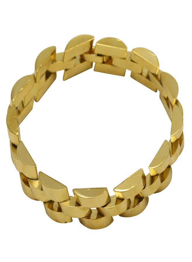 Superstore18 Gold-Plated Stainless Steel Link Chain Bracelet Luxury Design, Formal and Casual Wear for Men (SST2923BLJK) - Image 5