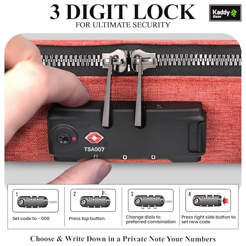 KADDY GEAR Kaddy Secure Pill Organizer Box, Storage for Bottles of Medicine or Supplements; Toiletry; Travel or Home, TSA Approved Lock (Red) - Image 3