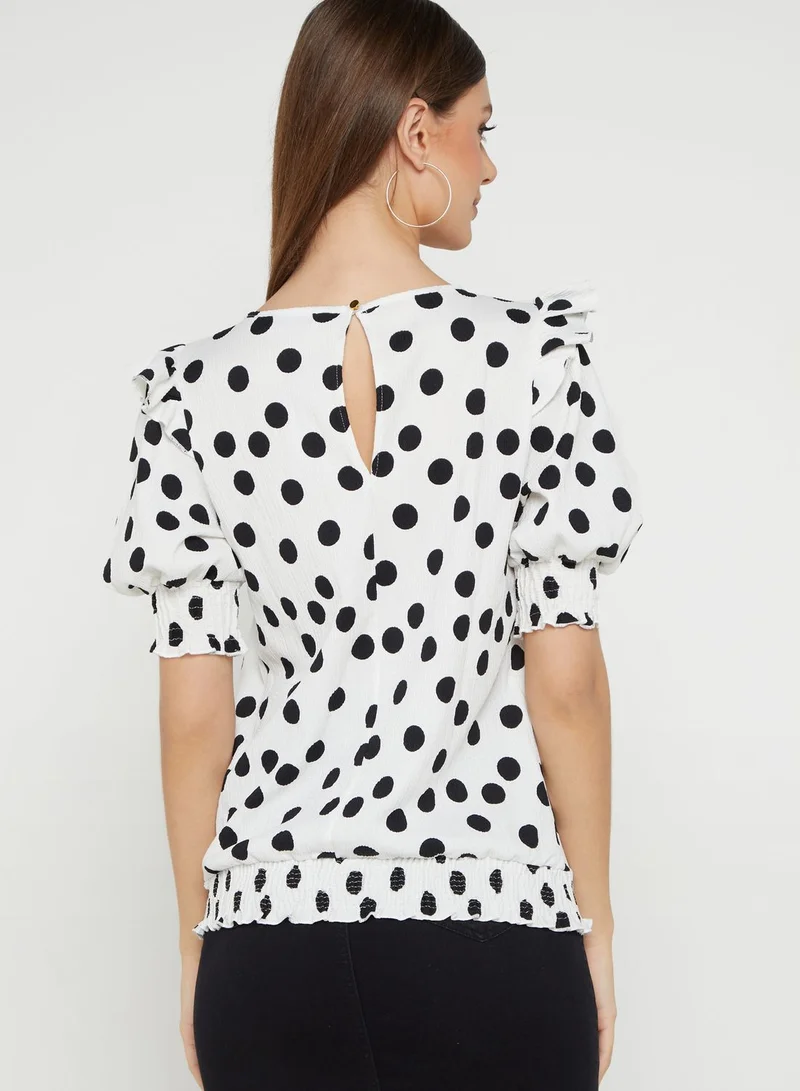 Wallis Petite Balloon Sleeve Printed Top