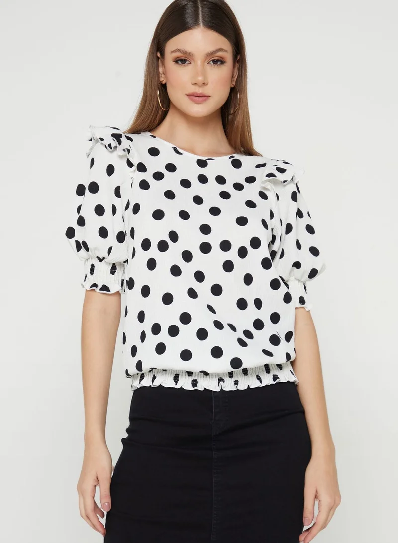 Wallis Petite Balloon Sleeve Printed Top