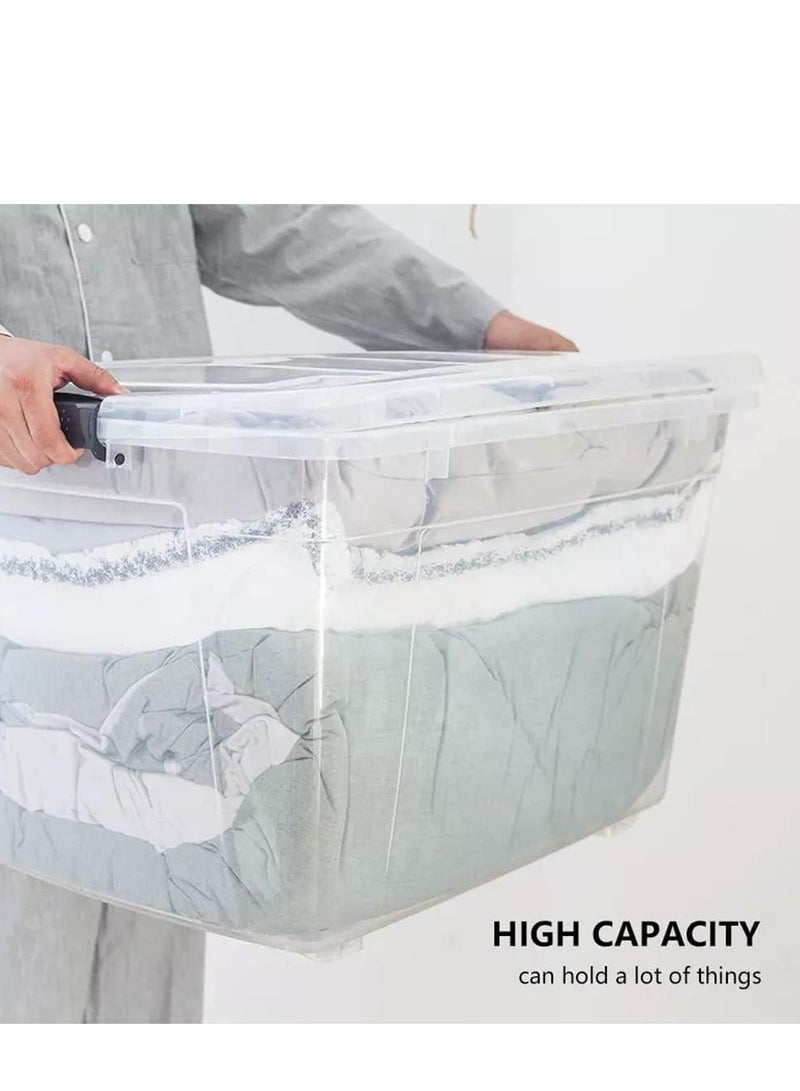 Raxoom 50 L With Lockable Lid & Wheels Clear Plastic Organizer – Transparent Box Storing Clothes, Toys, Tools, Medicine, Office Supplies, Documents, Arts & Crafts, Kitchen Etc. - Image 5