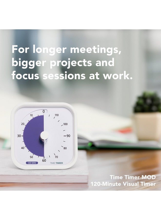 Time Timer تايم تايمر 120 دقيقة إصدار التعليم - مؤقت بصري مع برنامج سطح المكتب لتعلم الأطفال في الفصول الدراسية، مؤقت اختبار، أداة دراسة واجتماعات المكتب مع تشغيل صامت (أبيض - 120 دقيقة) - Image 3