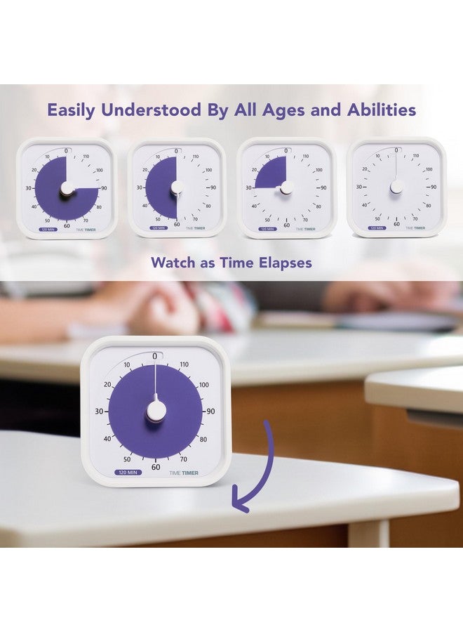 Time Timer تايم تايمر 120 دقيقة إصدار التعليم - مؤقت بصري مع برنامج سطح المكتب لتعلم الأطفال في الفصول الدراسية، مؤقت اختبار، أداة دراسة واجتماعات المكتب مع تشغيل صامت (أبيض - 120 دقيقة) - Image 4
