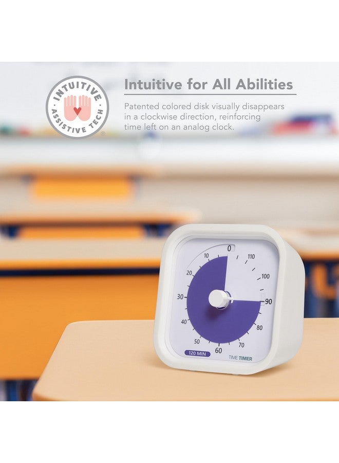 Time Timer تايم تايمر 120 دقيقة إصدار التعليم - مؤقت بصري مع برنامج سطح المكتب لتعلم الأطفال في الفصول الدراسية، مؤقت اختبار، أداة دراسة واجتماعات المكتب مع تشغيل صامت (أبيض - 120 دقيقة) - Image 5