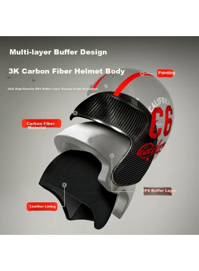 Torc Retro Helmet T587 Carbon Fiber Motorcycle Safety Helmet For Men And Women, Riding All Seasons 3/4 Helmet, Jd Self-operated - Image 3