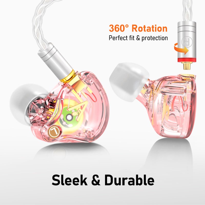 Audiovance Vibes 202 Wired Earbuds - HiFi in Ear Monitor Headphones â€“ Professional Noise Isolating Ear Buds - Clear Sound, Deep Bass & Comfort-Fit IEM Earphones - MMCX to 3.5mm, Silver Plated Cord, Carrying Case - Image 5