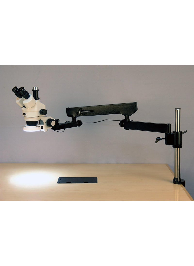 AmScope AmScope SM8TZ144S10M Digital Professional Trinocular Stereo Zoom Microscope WH10x Eyepieces 35X90X Magnification 07X45X Zoom Objective 144Bulb LED Ring Light ArticulatingArm Boom Stand 110V240V Includes 05x and 20x Barlow Lenses and 10MP Camera with Reduction Lens and Software  - Image 4