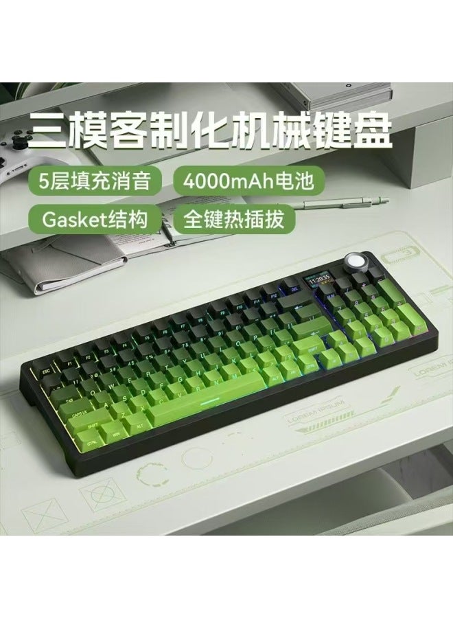 Sanju Sg99pro Three-mode Wireless Bluetooth Customized Hot-swappable Mechanical Keyboard With Display Screen And Side-engraved Gradient