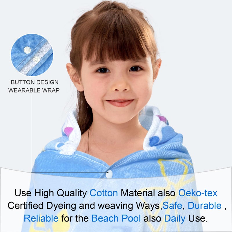 VOOVA & MOVAS Hooded Beach Towel for Kids 3-8 Years â€“ Soft 100% Cotton Bath & Swim Towel Wrap (30"x50"), Quick-Dry Absorbent Fabric for Toddler Girls â€“ Cute BOW Design, Perfect for Pool, Beach, Bath & Swimming - Image 3