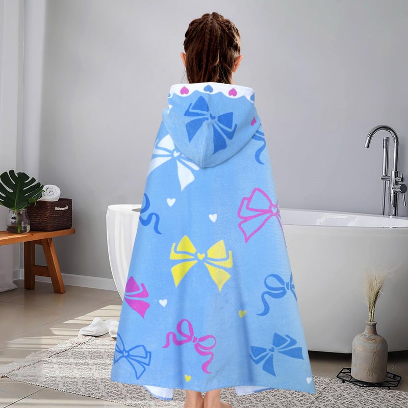 VOOVA & MOVAS Hooded Beach Towel for Kids 3-8 Years â€“ Soft 100% Cotton Bath & Swim Towel Wrap (30"x50"), Quick-Dry Absorbent Fabric for Toddler Girls â€“ Cute BOW Design, Perfect for Pool, Beach, Bath & Swimming - Image 5