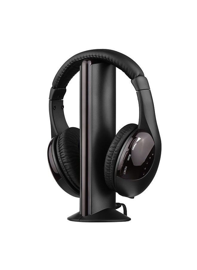 Generic - 5-in-1 Multifunctional Wireless Headset FM Hi-Fi Wireless Headphone Emitter & Receiver Set FM Radio Computer TV Monitor Cordless Headphone Wired Headset with Microphone - Image 1
