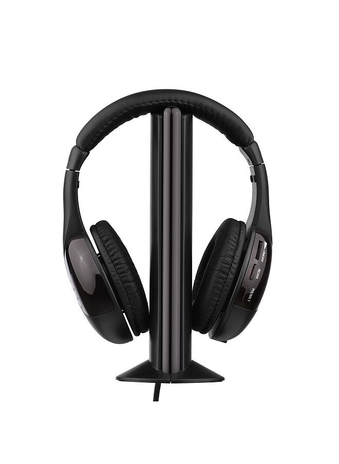 Generic - 5-in-1 Multifunctional Wireless Headset FM Hi-Fi Wireless Headphone Emitter & Receiver Set FM Radio Computer TV Monitor Cordless Headphone Wired Headset with Microphone - Image 1