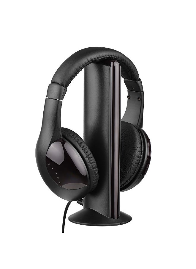 Generic - 5-in-1 Multifunctional Wireless Headset FM Hi-Fi Wireless Headphone Emitter & Receiver Set FM Radio Computer TV Monitor Cordless Headphone Wired Headset with Microphone - Image 1