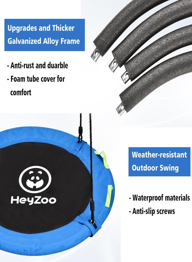 HeyZoo 48 inch Tree Swing, Larger Saucer Flying Swing for Whole Family, 900lbs Weight Capacity, with Adjustable Hanging Straps, for Outdoor Playground, Gifts for Kids, Blue - Image 2