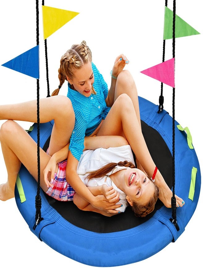 HeyZoo 48 inch Tree Swing, Larger Saucer Flying Swing for Whole Family, 900lbs Weight Capacity, with Adjustable Hanging Straps, for Outdoor Playground, Gifts for Kids, Blue - Image 1