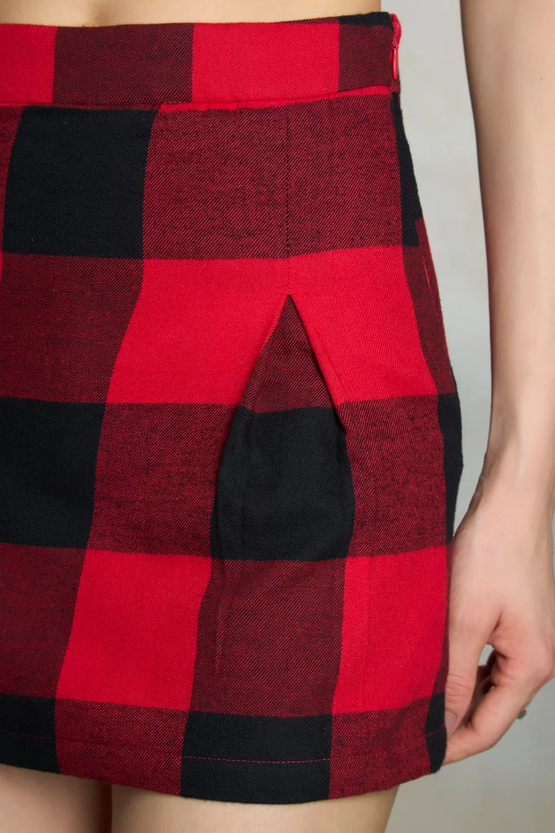 فيرجيو Cotton Checked Daywear Mini Skirts for Women