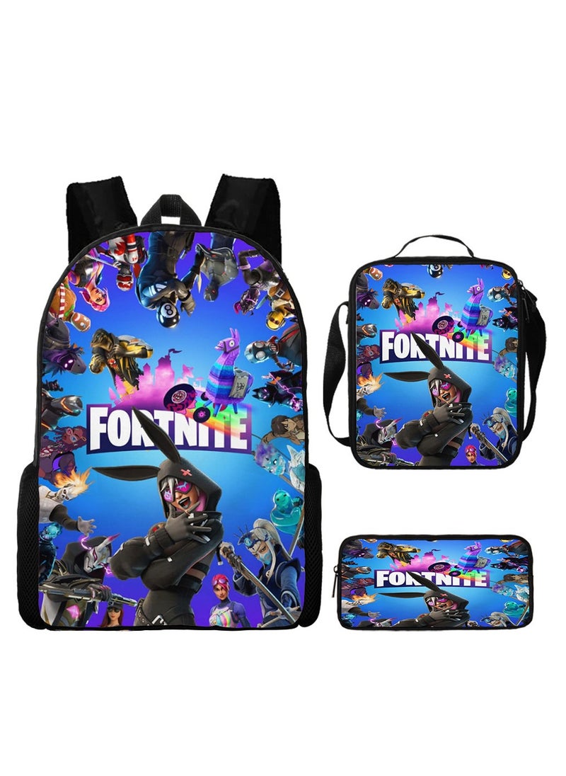 FORTNITE Fortnite Backpack with Large Capacity Three Piece Backpack and Student backpack 
