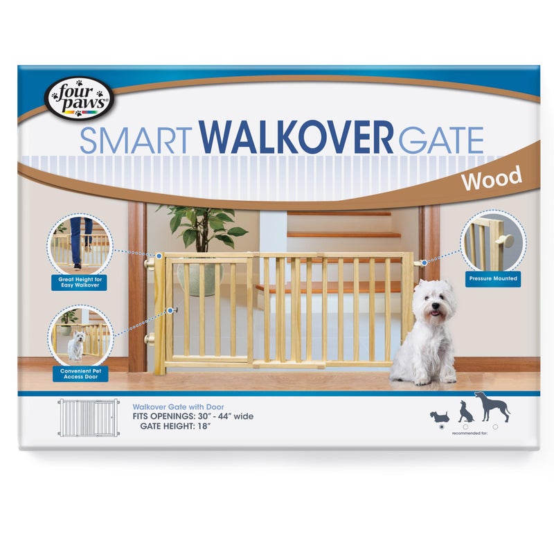 Four Paws Walk Over Wooden Dog Gate, 30-44" W by 18" H - Image 1