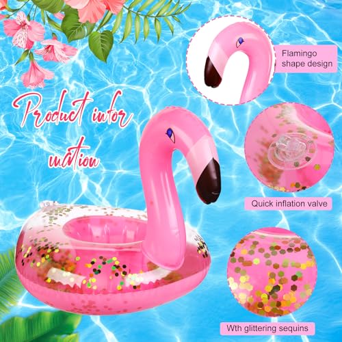 Willinglong 24 Pcs Inflatable Flamingo Drink Holder Pool Drink Floats Swimming Cup Holder Floating Coasters for Summer Wedding Bachelorette Party Bathroom Hot Tub - Image 3