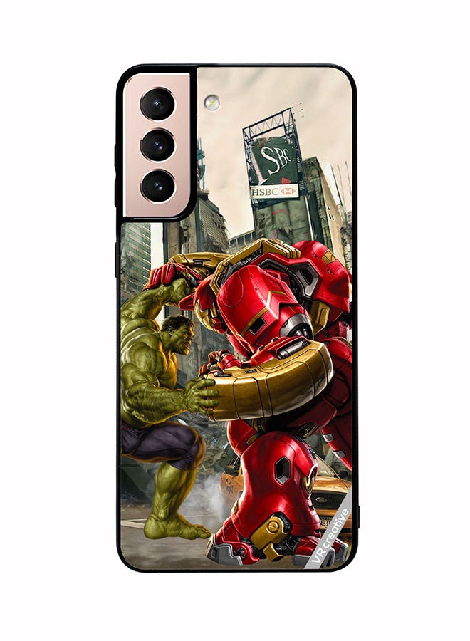 VR CREATIVE Protective Case Cover For Samsung Galaxy S21 5G Hulk Vs Hulkbuster Design Multicolour - Image 1