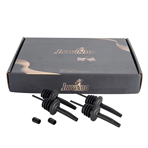 JNWINOG 12 Pack Liquor Pourers With Dust Caps for Alcohol Bottles - Black Bar Speed Pour Spouts (Matte Black) - Image 2